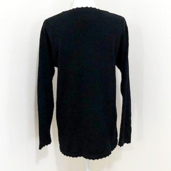 𝅺quacker Factory Black Sequin Christmas Angel Holiday Pullover Sweater - Picture 4 of 5